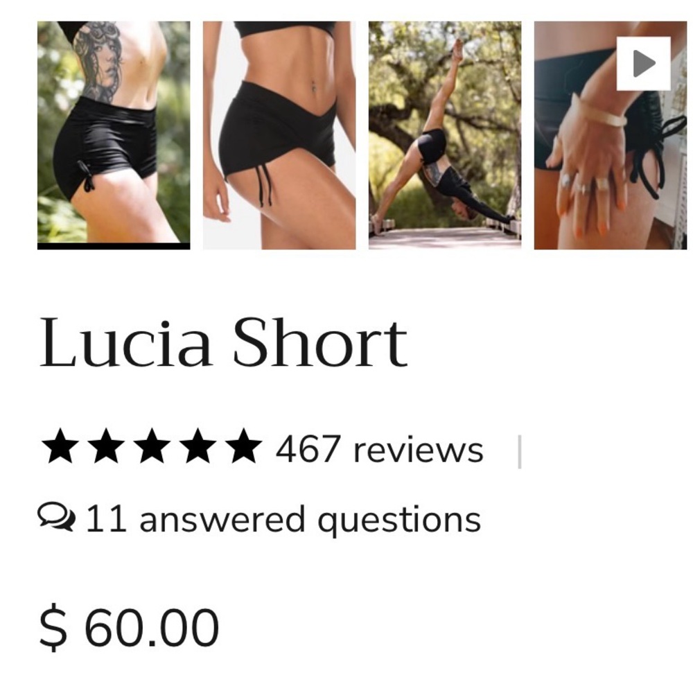 Mika Yoga Wear Lucia Short Black size L - Picture 3 of 11
